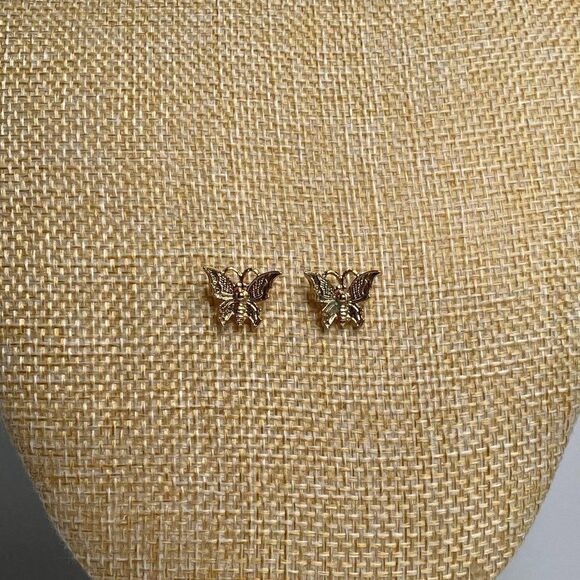 Dainty Gold Butterfly Stud Earrings - Picture 1 of 5